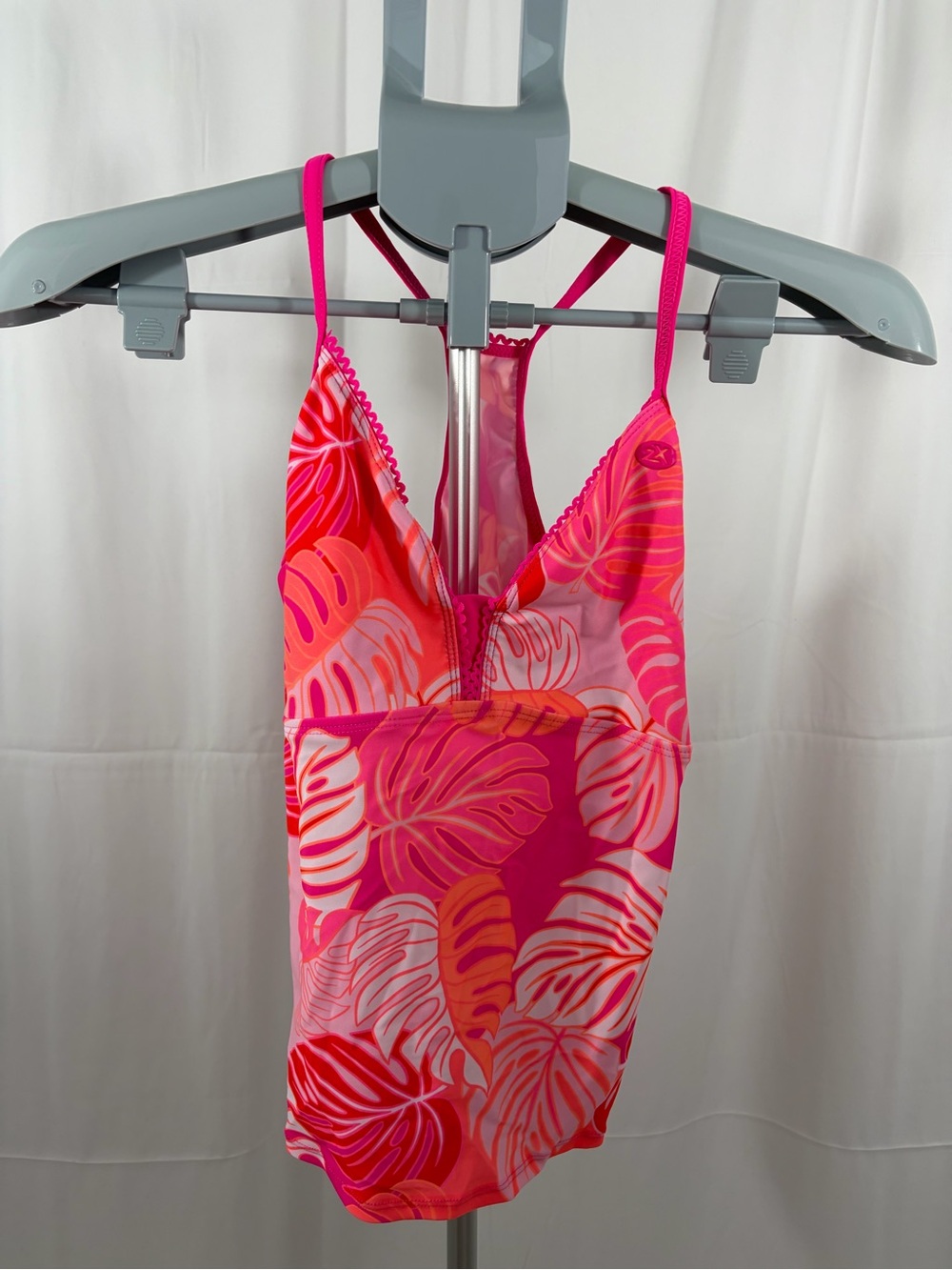 NWT ZeroXposure Girls Size 16P Two Piece Set Pink Tropical Tankini & Swim Skirt